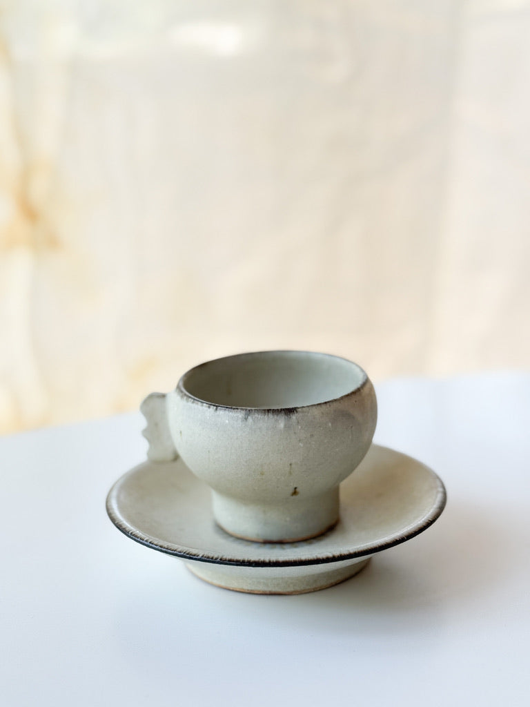 Issaki kiln - Yunomi tea cup and saucer set, Fireworks