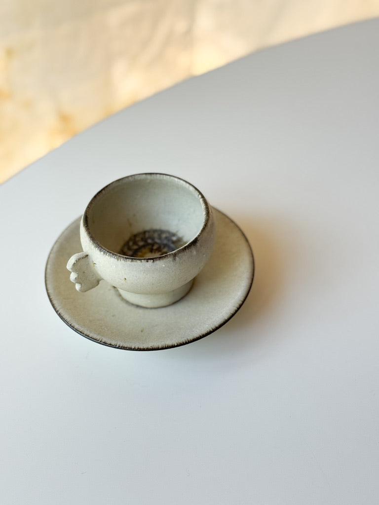 Issaki kiln - Yunomi tea cup and saucer set, Fireworks