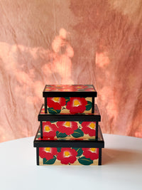 Sumioka Folk Toy Factory - "Hanatebako" Camellia Box, Red