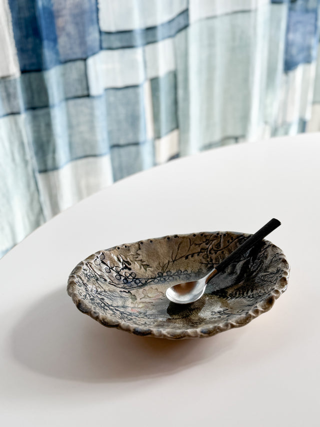 Mizuho Kiln - Floral Oval Shallow Bowl