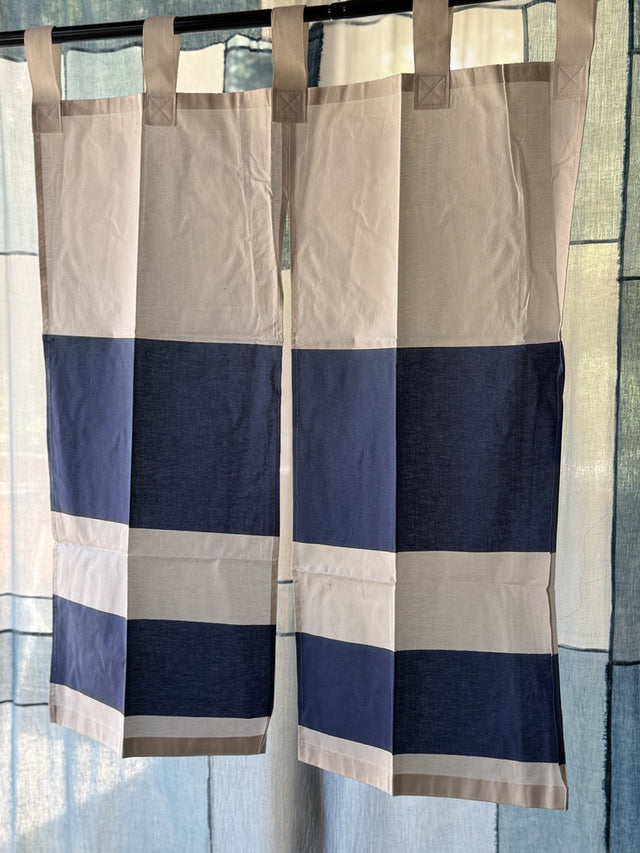 Shimoura Bentenkai - Upcycled Vintage Noren Curtains, Blue and White
