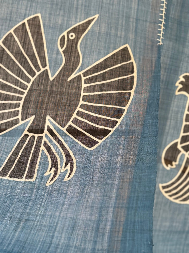 Yotsume Dye House -  Noren Curtain "Crane and Tortoise"