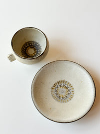 Issaki kiln - Yunomi tea cup and saucer set, Fireworks