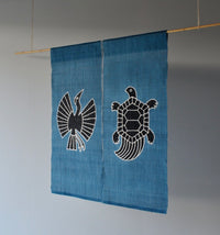 Yotsume Dye House -  Noren Curtain "Crane and Tortoise"