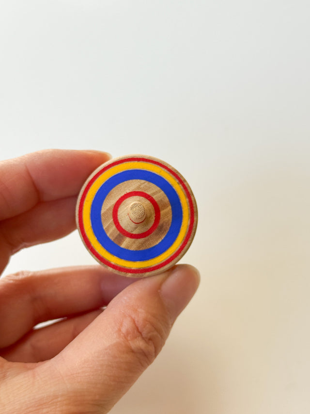 Wooden Top Toy - Classic Mini, Yellow x Blue