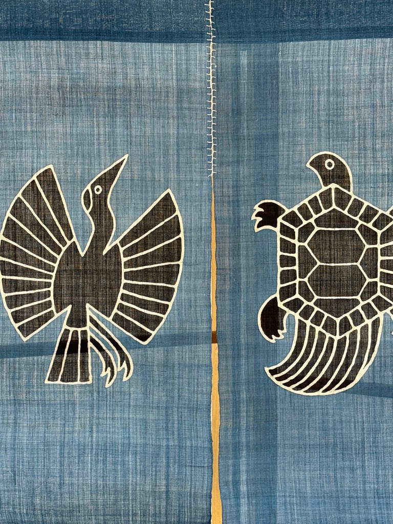 Yotsume Dye House -  Noren Curtain "Crane and Tortoise"