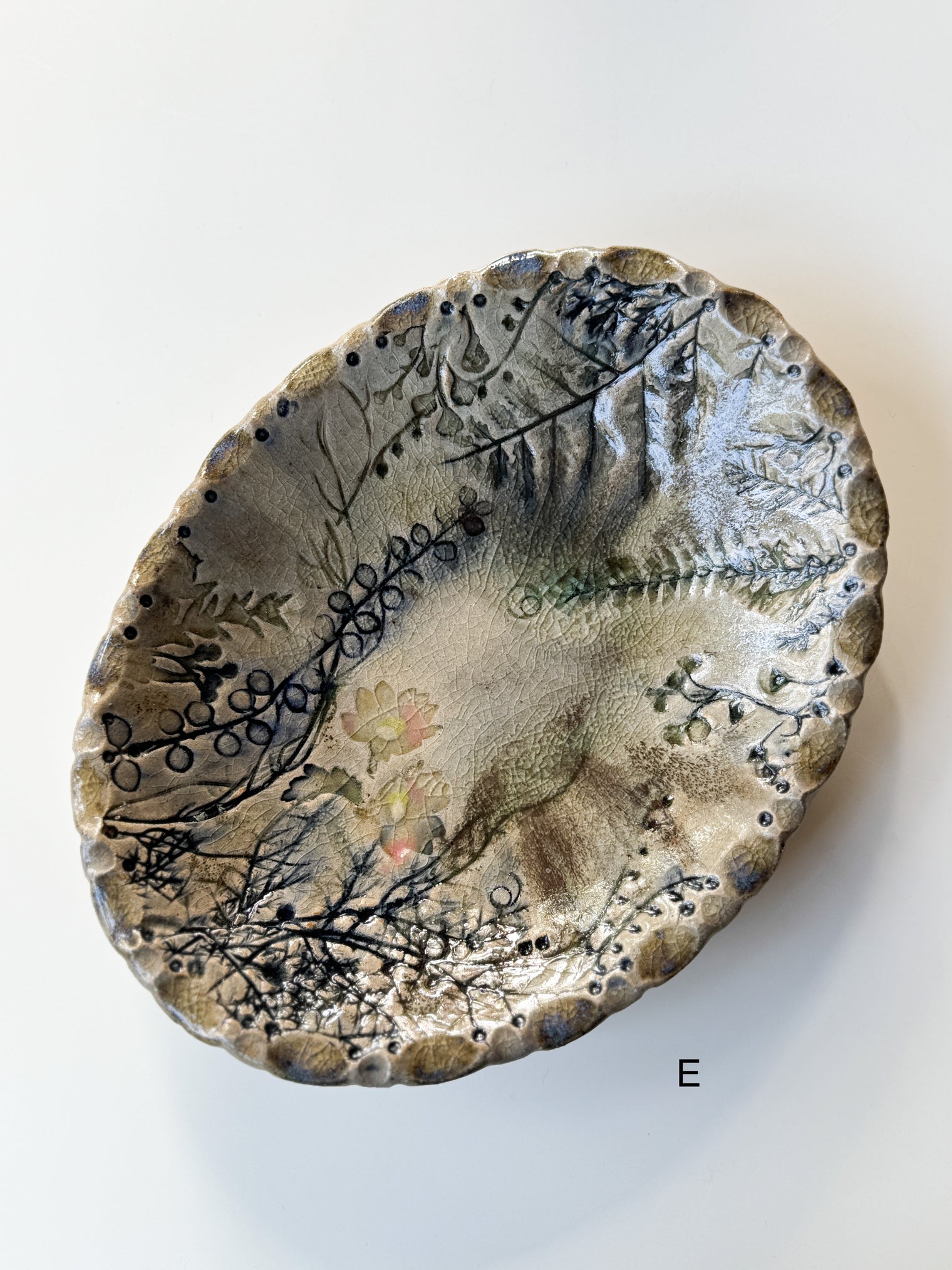 Mizuho Kiln - Floral Oval Shallow Bowl