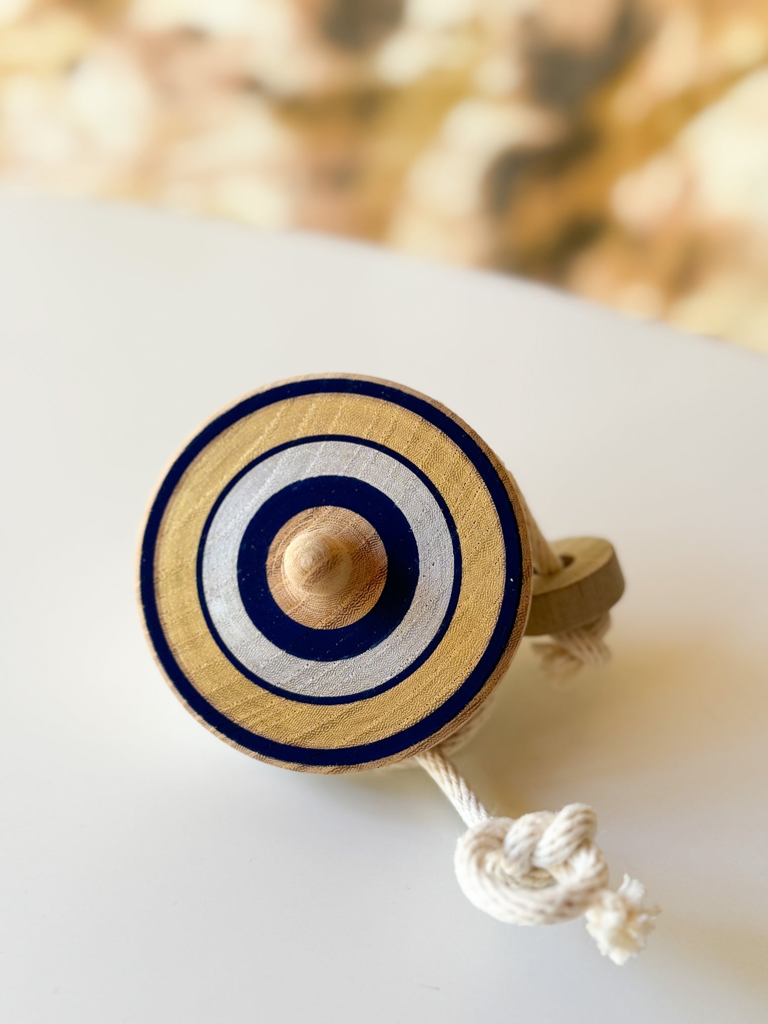 Wooden Top Toy - Classic, Blue x Gold