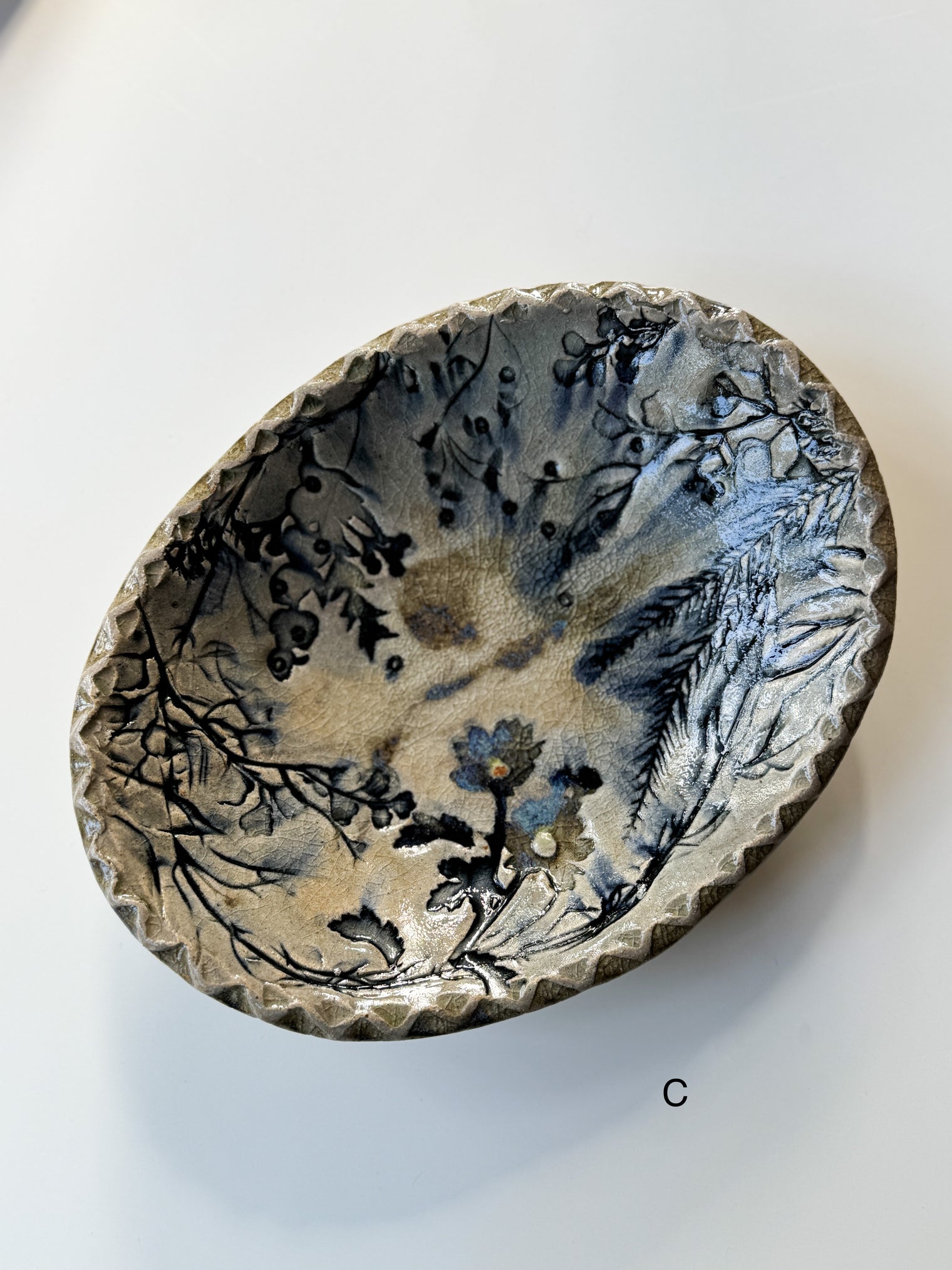 Mizuho Kiln - Floral Oval Shallow Bowl