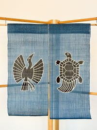 Yotsume Dye House -  Noren Curtain "Crane and Tortoise"