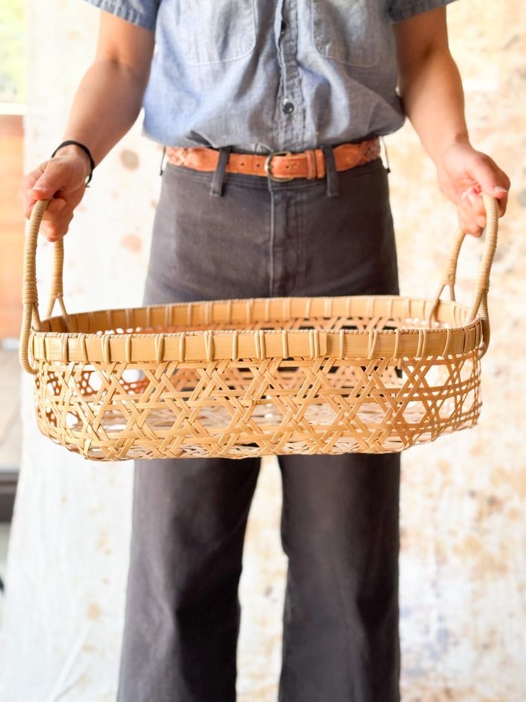 Yasuo Fukusaki - Shallow bamboo basket, two handle