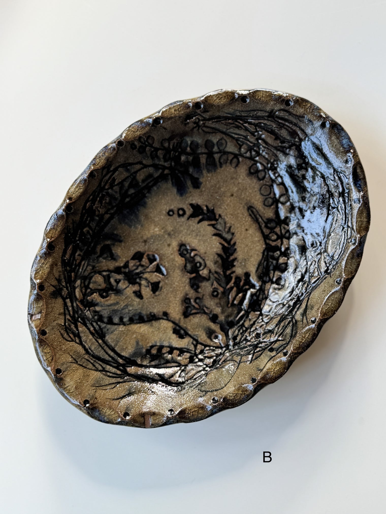 Mizuho Kiln - Floral Oval Shallow Bowl