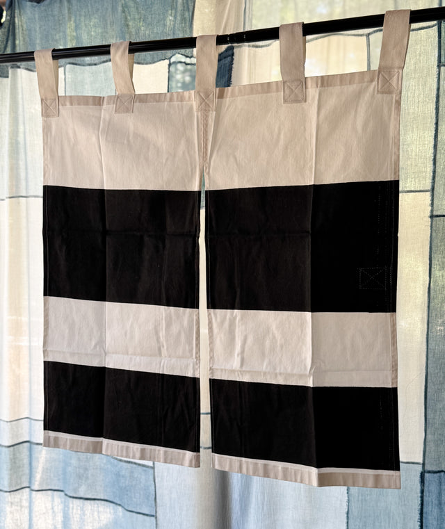Shimoura Bentenkai - Upcycled Vintage Noren Curtains, Black and White