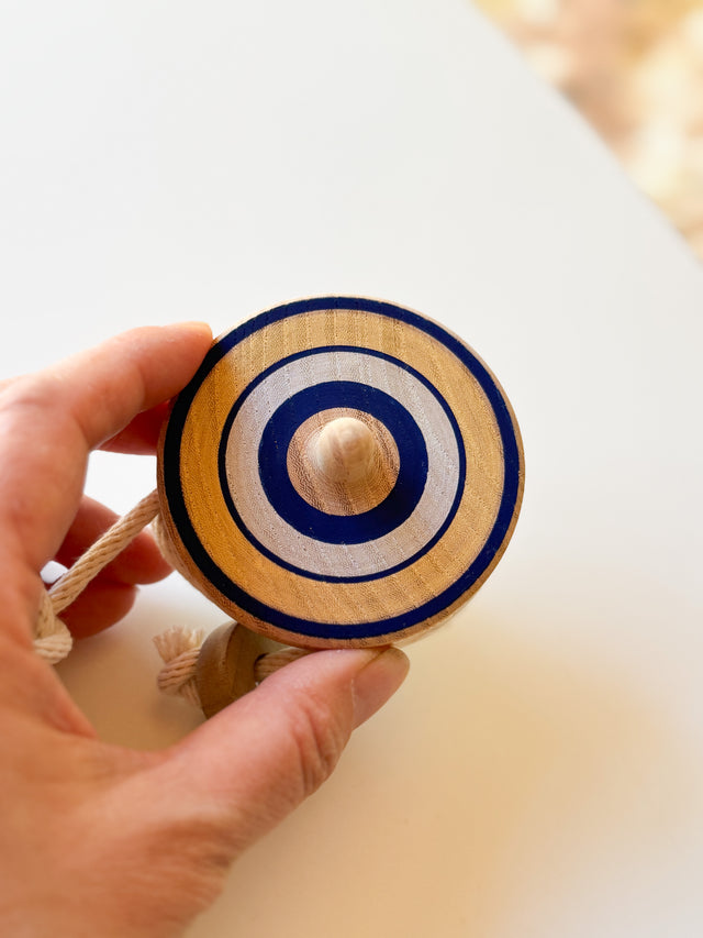 Wooden Top Toy - Classic, Blue x Gold