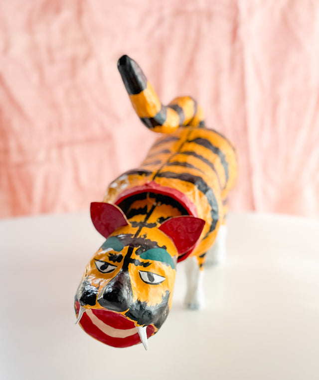 Paper Mache Doll - Tiger Bobblehead Doll, XL