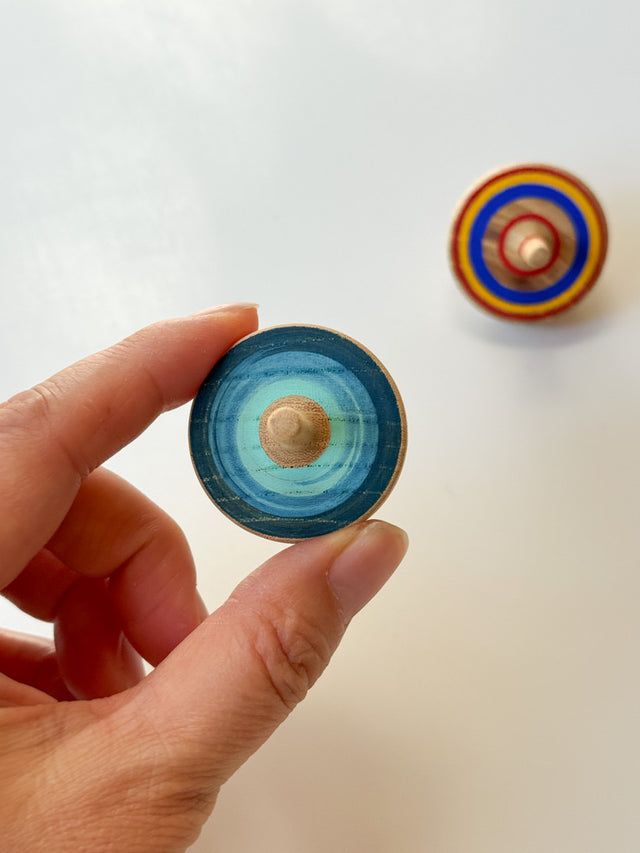 Wooden Top Toy - Classic Mini, Blue x Blue