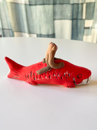 Clay doll - Monkey on the Koi fish!