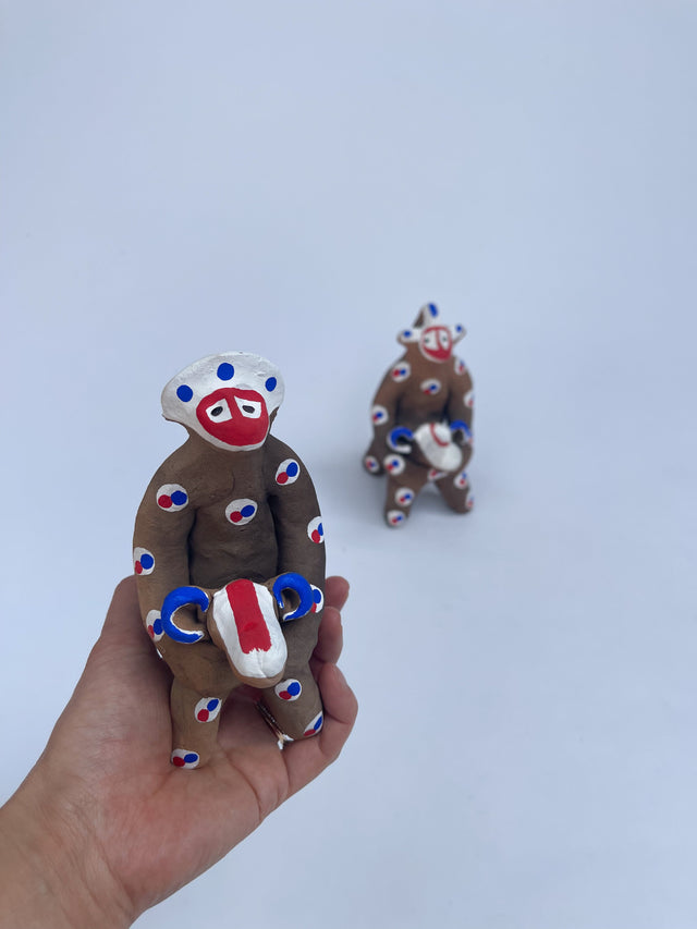Clay doll - "Umanori Saru" A horseback riding monkey