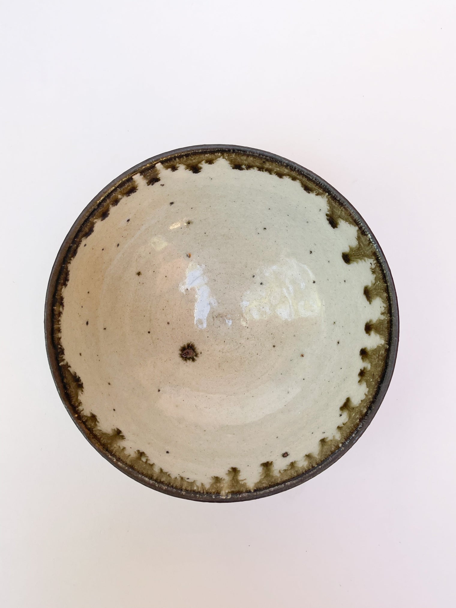 Moriyama Kiln - Soup Bowl, Brown and white